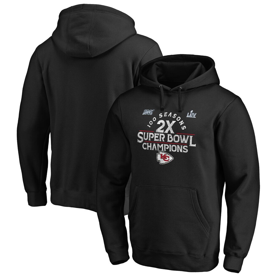 Men Kansas City Chiefs NFL Pro Line by Fanatics Branded 2Time Super Bowl Champions Scrimmage Pullover Hoodie Black->kansas city chiefs->NFL Jersey